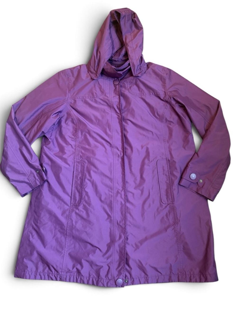 L.L. Bean H2OFF Hooded Raincoat Women's XL Purple Waterproof Trench